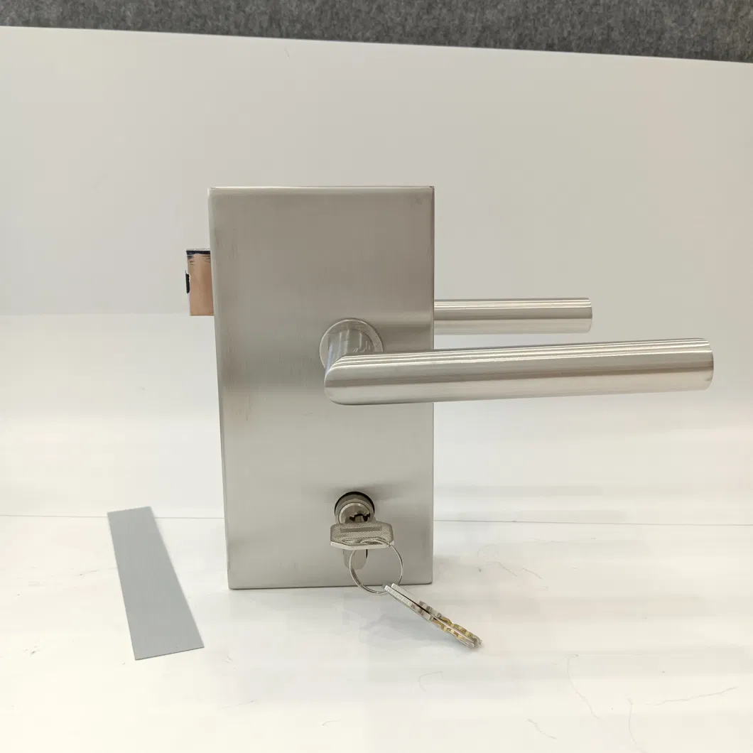 Stainless Steel Office Glass Door Lock with Lock Cylinder and Handle Glass Door Clamp